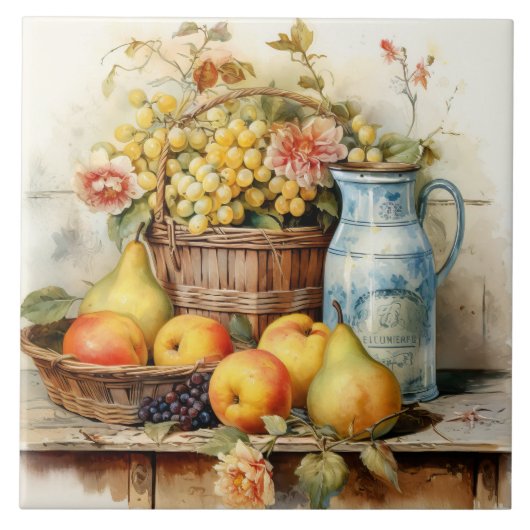 旧世界スタイル静物陶瓦 タイル (正面)