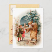 旧世界ドイツのサンタ シーズンポストカード (正面/裏面)