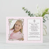 旧世界ピンクダマスク写真宗教招待状 招待状 (スタンド正面)