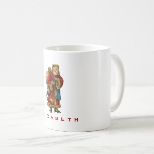 旧世界ヴィンテージサンタと彼の袋パーソナライズされた コーヒーマグカップ (正面右)
