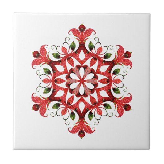 旧世界ヴィンテージ国赤デザイン陶磁器タイル タイル (正面)