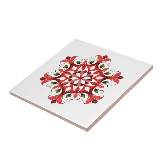 旧世界ヴィンテージ国赤デザイン陶磁器タイル タイル (側面)