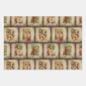旧世界ヴィンテージ素朴クリスマスシーン ラッピングペーパーシート (正面3)