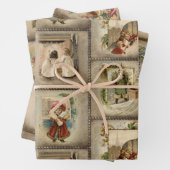 旧世界ヴィンテージ素朴クリスマスシーン ラッピングペーパーシート (インサイチュ)