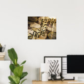 旧世界地図のドミノの列2 ポスター (ホームオフィス)