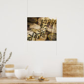 旧世界地図のドミノの列2 ポスター (キッチン)