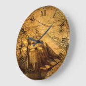 旧世界地図の壁 ラージ壁時計 (傾斜)