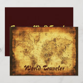 旧世界地図の招待カード 招待状 (正面/裏面)