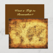 旧世界地図の招待カード 招待状 (正面/裏面)