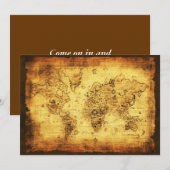 旧世界地図の招待状カード 招待状 (正面/裏面)