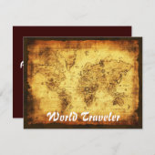 旧世界地図の招待状カード 招待状 (正面/裏面)