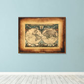 旧世界地図アートポスター キャンバスプリント (インサイチュ (ウッドフロア))