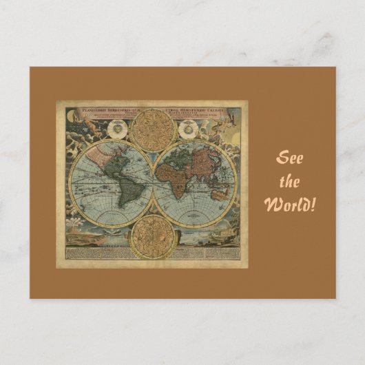 旧世界地図ギフト ポストカード (正面)