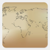 旧世界地図クラシックラウンドステッカー スクエアシール (正面)