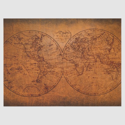 旧世界地図クラシックヴィンテージ素朴デザイン 薄葉紙 (正面)