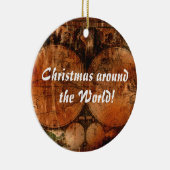 旧世界地図クリスマスの挨拶 セラミックオーナメント (右)