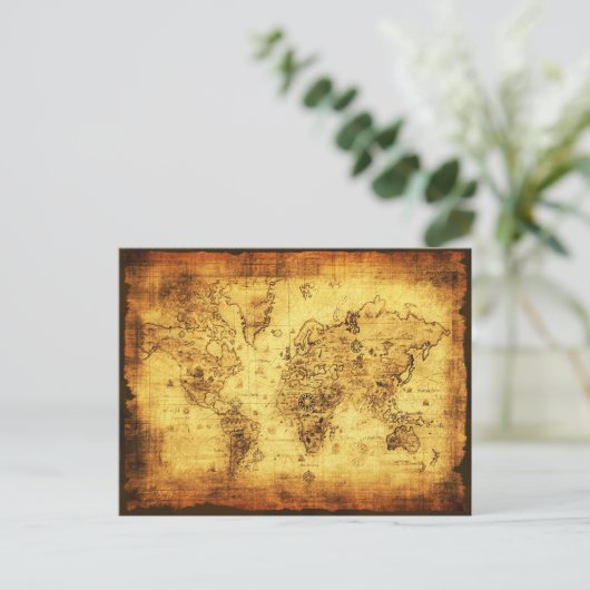 旧世界地図デザイナーギフト ポストカード (スタンド正面)