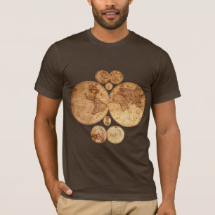 旧世界地図デザイナーギフト Tシャツ