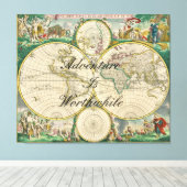 旧世界地図トラベルアドベンチャー引用文 キャンバスプリント (インサイチュ (ウッドフロア))