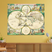 旧世界地図トラベルアドベンチャー引用文 キャンバスプリント (インサイチュ (リビング))