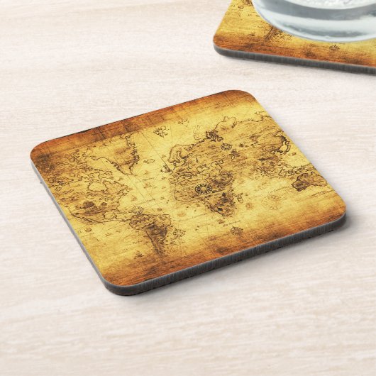 旧世界地図ヴィンテージコルクコースター コースター (左側)