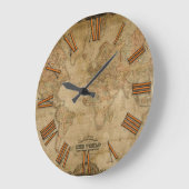 旧世界地図ヴィンテージ履歴デザイナー時計 ラージ壁時計 (傾斜)