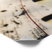 旧世界地図上のドミノ列 ポスター (角)