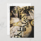 旧世界地図上のドミノ列 ポストカード (正面/裏面)