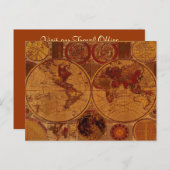 旧世界地図旅行社招待状 ポストカード (正面/裏面)