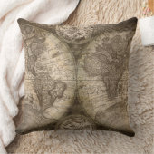 旧世界地図枕 クッション (ブランケット)