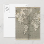 旧世界地図1820 ポストカード (正面/裏面)