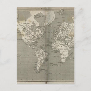 旧世界地図1820 ポストカード