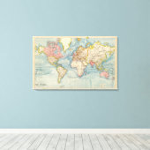 旧世界地図1883アンティーク地図 キャンバスプリント (インサイチュ (ウッドフロア))