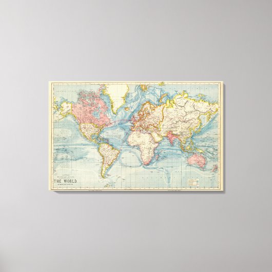 旧世界地図1883アンティーク地図 キャンバスプリント (正面)