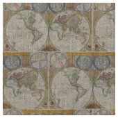 旧世界地図 ファブリック (クローズアップ)