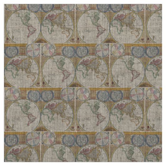 旧世界地図 ファブリック (見本)