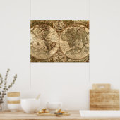 旧世界地図 ポスター (キッチン)