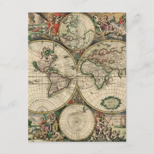 旧世界地図 ポストカード (正面)