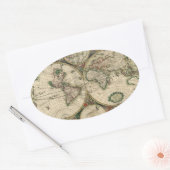 旧世界地図 楕円形シール (封筒)