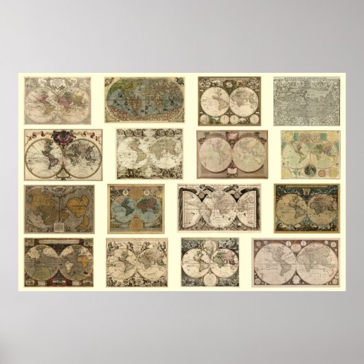 旧世界地図 – 16世紀以上の地図 ポスター (正面)