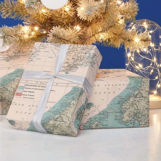 旧世界水産地図（1907年） ラッピングペーパー (クリスマス)