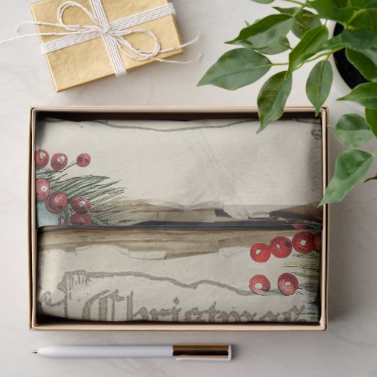 旧世界父クリスマスと楽譜のデコページ 薄葉紙 (ギフト)