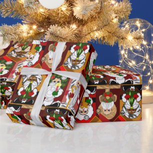 旧世界産サンタ数々のス色のクリスマス ラッピングペーパー