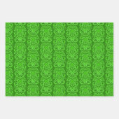 旧世界色調赤と緑のパターン ラッピングペーパーシート (正面2)