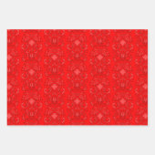 旧世界色調赤と緑のパターン ラッピングペーパーシート (正面)