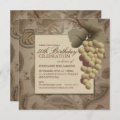 旧世界葡萄ワインをテーマにした誕生日パーティー 招待状 (正面/裏面)