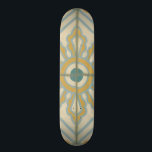 旧世界装飾瓦模様 スケートボード<br><div class="desc">この古い世界のプリントは、青と金ゴールドをベージュの背景に飾りタイルのパターンを提供するChariklia Zarrisの作成。花やパステル素晴らしプリントのファンに贈る！</div>