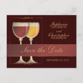 旧世界赤と白のワイングラスのテーブル番号カード 案内ポストカード (正面)