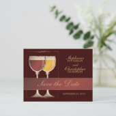 旧世界赤と白のワイングラスのテーブル番号カード 案内ポストカード (スタンド正面)