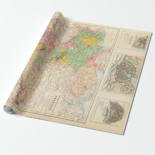旧中央ドイツと北ドイツの都市地図(1872年) ラッピングペーパー